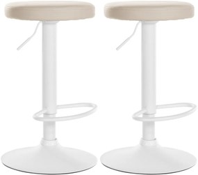 2x Barová stolička Ponte - koženka, biely rám - Krémová