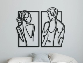 drevko 2-dielny minimalistický obraz Párik Rozmer obrazu: 44,5 x 54,5 cm, Farba dekorácie: Čierna