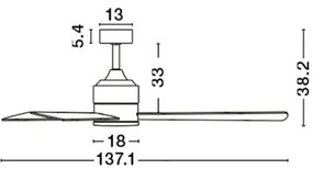 Stropný ventilátor Axel 137 drevo s diaľkovým ovládaním