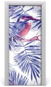 Samolepiace fototapety na dvere lístie palmy a vták 75x205 cm
