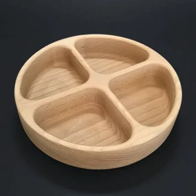 AMADEA Drevená miska guľatá, delená, masívne drevo, 20x4,5 cm