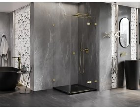 Mexen Lunar T, sklopný sprchový kút pravý 110 x 110 cm, 8mm číre sklo, zlatý profil, 834T-110-110-50-00-P
