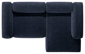 Tmavomodrá menčestrová rohová pohovka (pravý roh/s leňoškou) Bergamo – Cosmopolitan Design