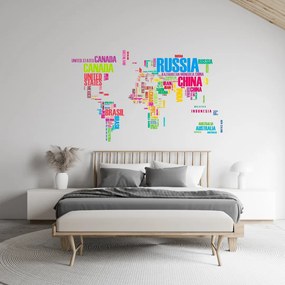Samolepka na stenu "Mapa sveta 2 - farebná" 74x122cm