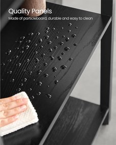 Knižnica so 14 policami s kovovým rámom, polica na knihy,  24 x 158 x 166 cm, čierna