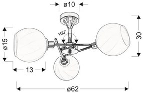 Candellux Chrómové stropné svietidlo Raul pre žiarovku 3x E14 33-72221