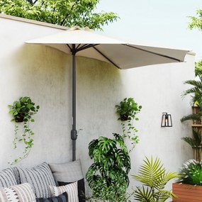 Outsunny Polovičný Parasol - Balkónový Parasol 5 Kovových Ramien 2,93 x 1,5 x 2,49 m Z vysoko hustého Polyesteru Krémový | Aosom