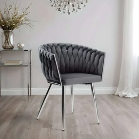 Jedálenská stolička COFTON zamatová, strieborná / grafitová