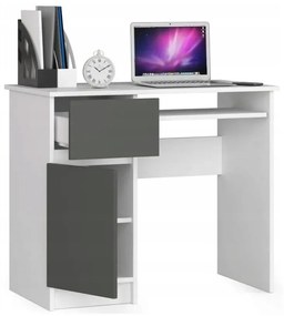 Písací stôl ľavý 90 x 55 x 77 cm AKORD Pixel - biely/grafitovo sivý