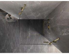 Mexen Lunar, výklopný sprchový kút pravý 70 x 70 cm, 8mm číre sklo, zlatý profil, 834-070-070-50-00-P