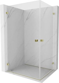 Mexen Lunar-B Duo, výklopný sprchový kút 100 x 95 cm, 8mm číre sklo, zlatý profil, 832-100L-095P-50-00