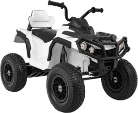 Ramiz Detská štvorkolka poháňaná vzduchovou batériou biela + nafukovacie kolesá + rádio MP3 + pomalý štart