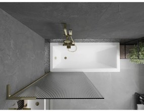 Mexen Next L, 1-krídlová vaňová zástena 80 x 150 cm, 6mm sklo s rebrovým vzorom, zlatý lesklý profil, 895-080-000-03-09-50