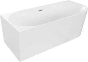 Mexen Mia, voľne stojaca rohová vaňa ľavá 160 x 80 cm, biela, chrómový prepad, 52691608000L-01