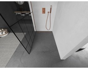Mexen Kioto, sprchová zástena Walk-In 90 x 200 cm, 8mm číre sklo čierny vzor, medený matný profil, 800-090-101-65-78