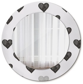 Okrúhle zrkadlo s potlačou Abstraktné srdcia fi 50 cm