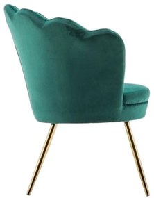 LuxuryForm DESIGN Kreslo FREY VELUR so zlatými nohami - zelené