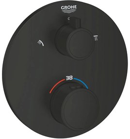 GROHE Grohtherm termostatická batéria pod omietku, pre 2 výstupy, s uzatváracím/prepínacím ventilom, matná čierna, 1022082430