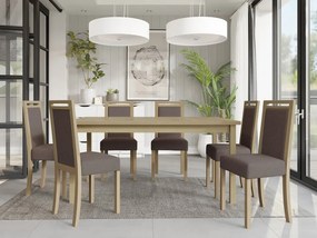 Rozkladací jedálenský stôl so 6 stoličkami AL03, Morenie: sonoma - L, Poťahové látky: Hygge D20