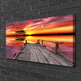 Obraz Canvas Mólo jazero architektúra 140x70 cm