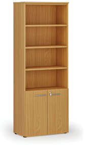 Kombinovaná kancelárska skriňa PRIMO WOOD, dvere na 2 poschodia, 2128 x 800 x 420 mm, buk