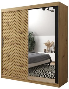 Skriňa Jodełka 2 180 dub Artisan/dub Artisan/čierna