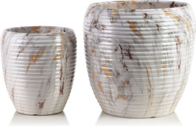 Sada 2 ks keramických květináčů NEVA XIV bílá/zlatá