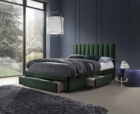 HALMAR Čalouněná postel Lado 160x200 cm tmavě zelená