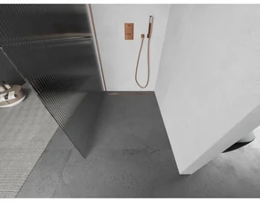 Mexen Kioto, sprchová zástena Walk-In 120 x 200 cm, 8mm sklo s rebrovým vzorom, medený matný profil, 800-120-101-65-09