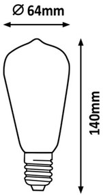 Rabalux Dekoratívna LED filament žiarovka s točeným vl., jantárová, E27, ST64, 4 W, 300lm