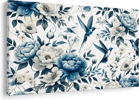 Obraz - Kolibríky s kvetmi (90x60 cm)