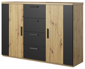 Komoda Signat Typ 26 (čierna + dub artisan). Akcia -20%. Vlastná spoľahlivá doprava až k Vám domov. 1042096