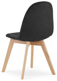 Set troch jedálenských stoličiek BORA zamat čierna (hnedé nohy) (3ks)