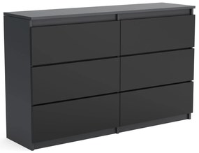 Veľká komoda 6 zásuviek ARIE šírka 120cm Antracitová/Čierna
