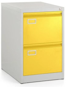 Kovová kartotéka A4 - 2 zásuvky, 45,5 x 62 x 71,5 cm, cylindrický zámok, žltá - ral 1023