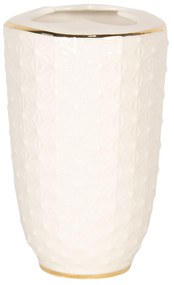 Porcelánový téglik na zubné kefky so zlatým pruhom - 7 * 12 cm