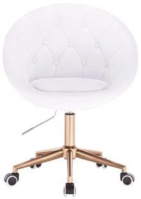 LuxuryForm DESIGN Kreslo VERA na zlatej podstave s kolieskami - biele