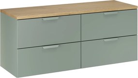 Závěsná skříňka pod umyvadlo Aster Nordic s deskou 120 cm zelená/dub cremona