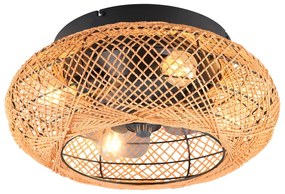 Hnedé stropné svietidlo na diaľkové ovládanie/s ventilátorom Lillesand – Trio