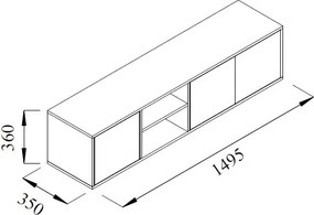 Závesná TV skrinka Asko Living, 149,5 cm, béžový kašmír