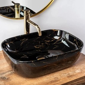 Rea Belinda Marble umývadlo, 47 x 34 cm, čierna lesklá, REA-U8907