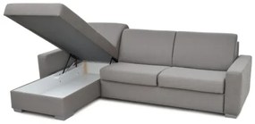 Rozkladacia rohová sedacia súprava LEKA, ľavá, sivá, s úložným priestorom, na ka