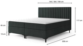 Čalúnená boxspring posteľ Modena - béžová Rozmer: 160x200