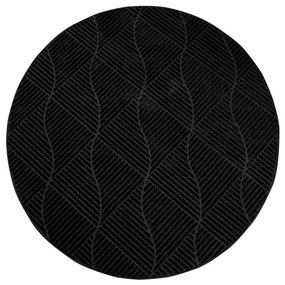 Dekorstudio Okrúhly jednofarebný koberec FANCY 904 - čierny Priemer koberca: 200cm