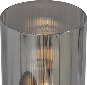 Art Deco stolná lampa čierna s dymovým sklom 2-svetlo - Laura