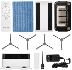 Sencor - Robotický vysávač s mopom 2v1 18W/1500 mAh biela + diaľkové ovládanie