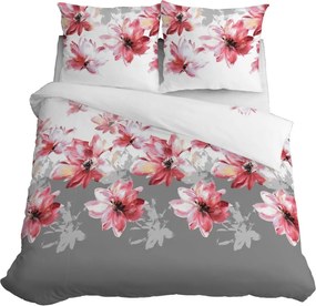 Bavlnená posteľná bielizeň s krásnym vzorom červeno-ružových kvetín