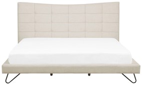 Zamatová posteľ 180 x 200 cm béžová LANNION Beliani