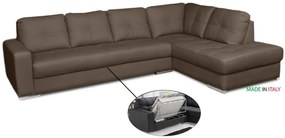 Kožená sedacia súprava s rozkladom na každodenné spanie ALEXIE – rohová, pravá, hnedá (tortora 312)