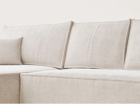 Krémovobiela ženilková rozkladacia/s úložným priestorom rohová pohovka (ľavý roh/s leňoškou) Maze – Maison de Rêve